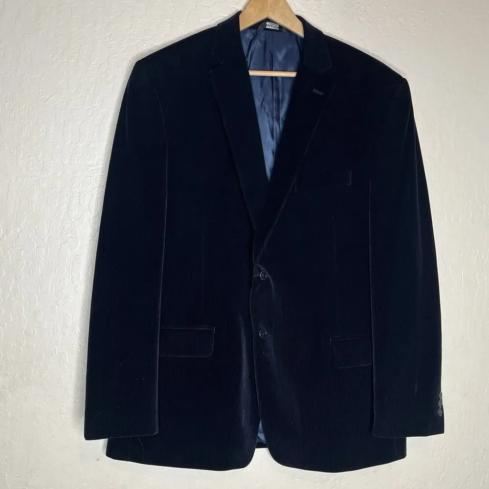 Apt. 9 Black Pin Wale Corduroy Blazer  Sport Coat Jacket Mens Size 48R PLS READ